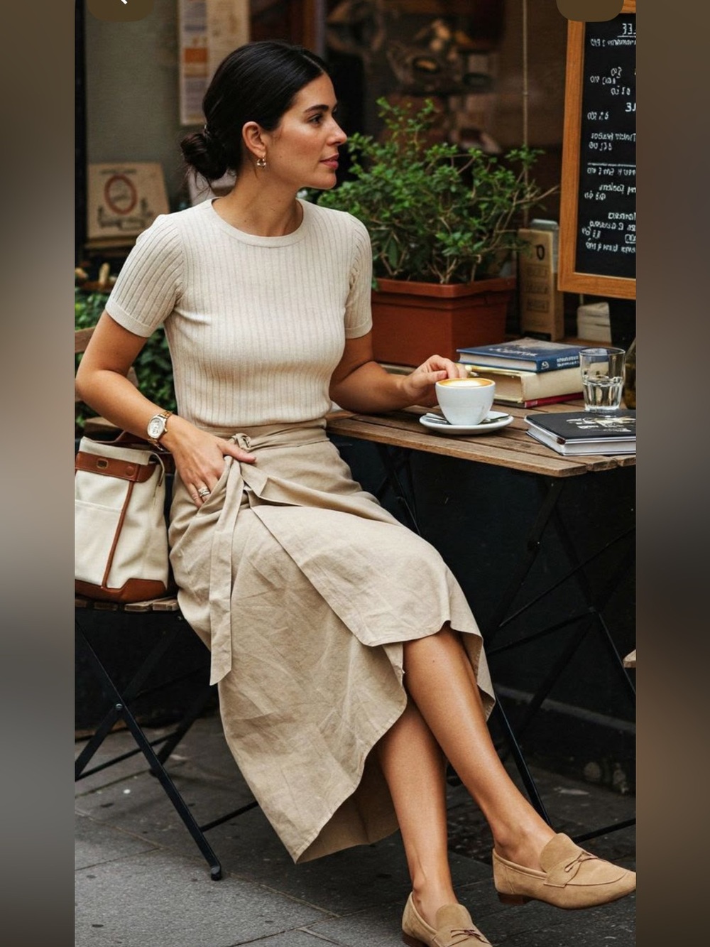 NWOT Lolë Wrap Linen Blend Skirt